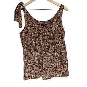 Gap Womens Sleeveless Cheetah Print Top Size S Tie Shoulder